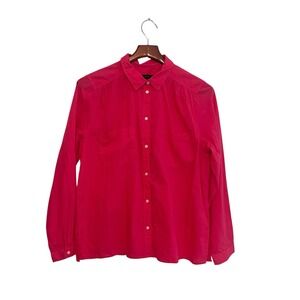 J.CREW Button Up Shirt Womens Sz 12 Pink 100%‎ Cotton Long Sleeve Office Casual